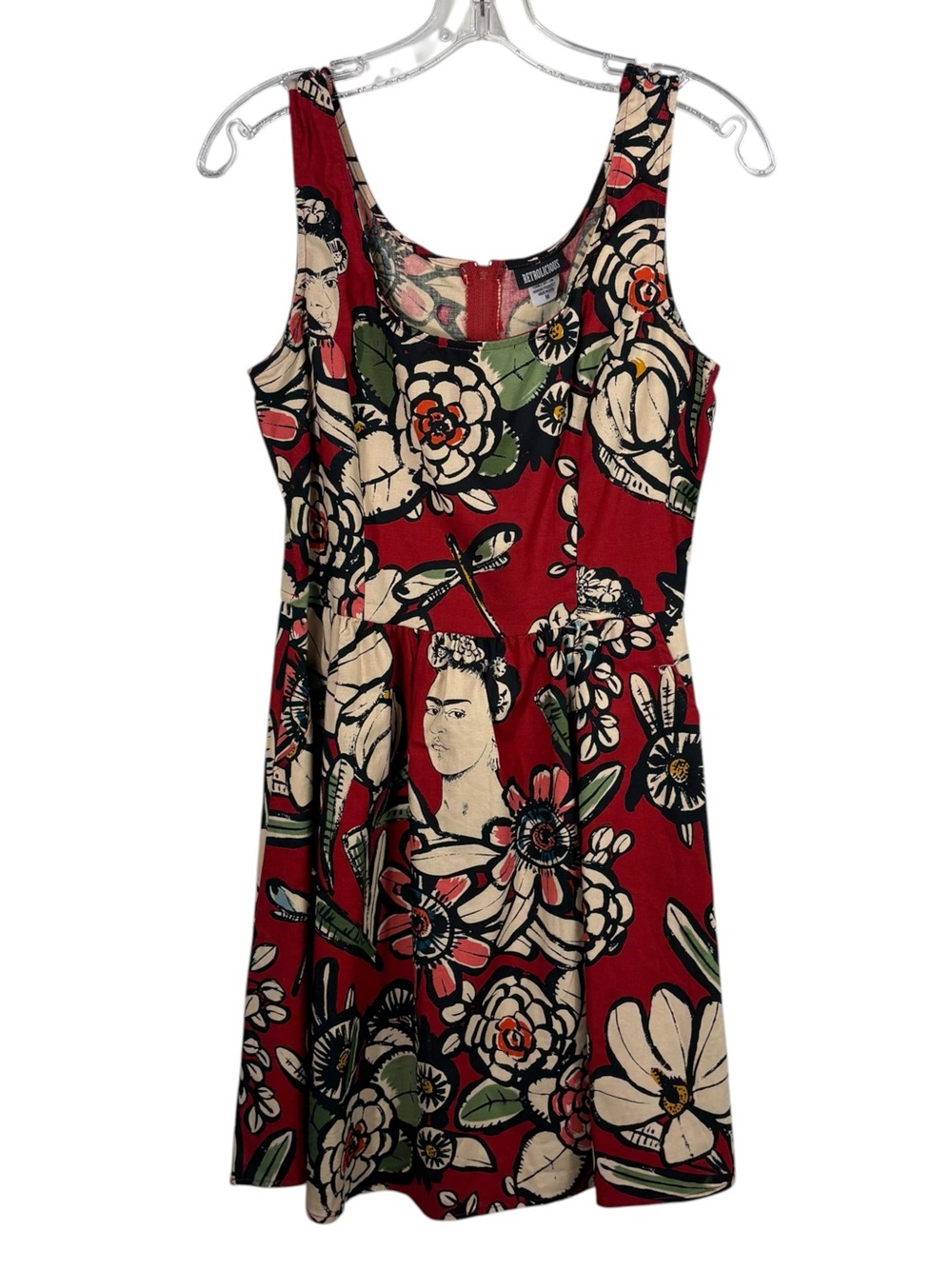 Retrolicious Frida Kahlo Floral Printed Pleated Skirt Rockabilly Pinup Girl M